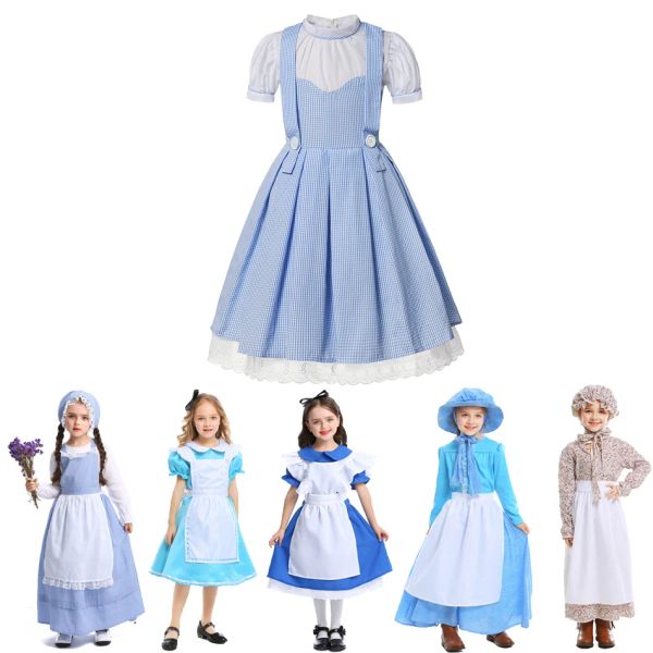 Abiti da ragazza per bambini vestito cosplay alice abito fantasia vestito dorothy stile pastorale in stile materno nonna costume