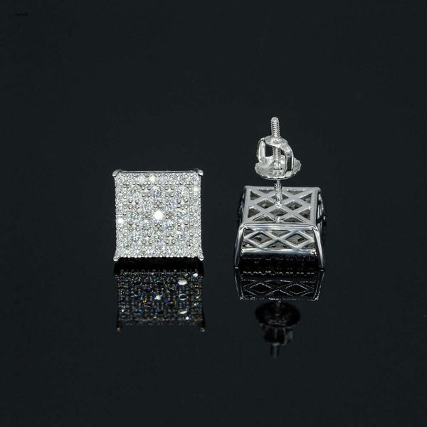 Jóias de grife de jóias VVS VVS Moissanite Diamond Hip Hop Jewelry personalizado 18K Gold Bated 925 Sterling Silver Stud Brincos