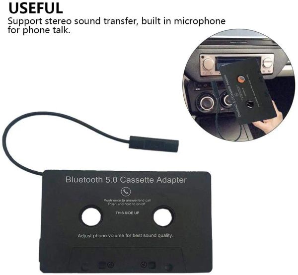 Kit Adattatore a cassetta Bluetooth per auto con audio stereo, nastro cassetta wireless all'adattatore Aux Adapter Smartphone Adattatore