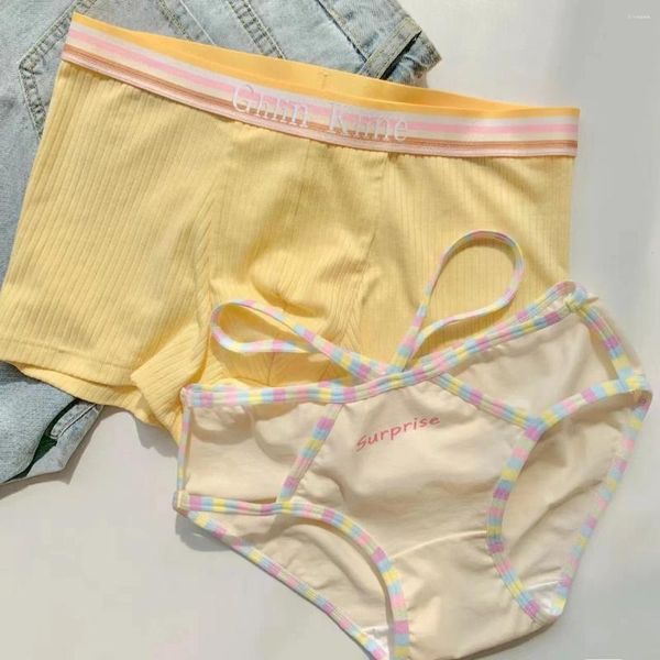 Mutandine femminili Dopamina che indossa una biancheria intima di coppia un maschio e femmina Trend estivo Desire puro Contrasto Colore Rainbow Stripe Blue