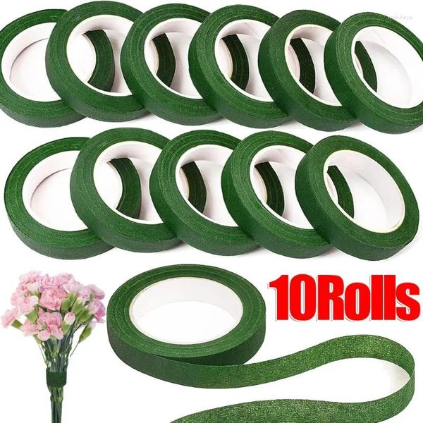 Dekorative Blumen 1/10 Rolls Blumengrün Klebeband Künstlicher Blumenstamm Selbstklebende Verpackungspapier Hochzeitsdekoration DIY Supplies