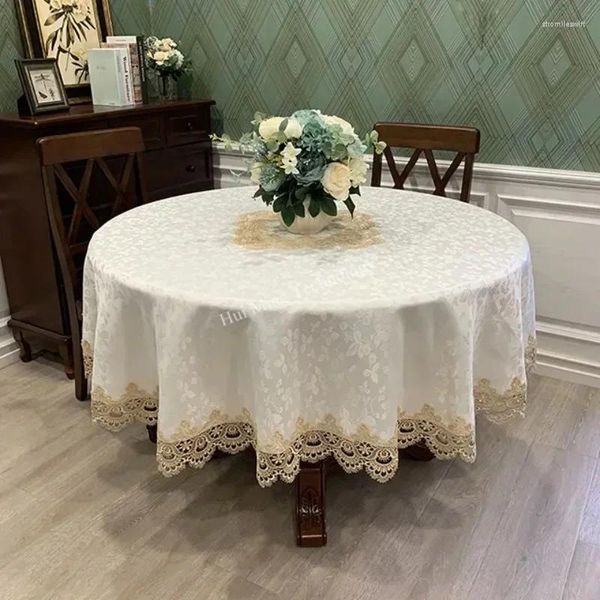 Toalha de mesa redonda para toalhas de mesa renda renda doméstica Europa Capa de jantar bordada em casa decoração de poeira