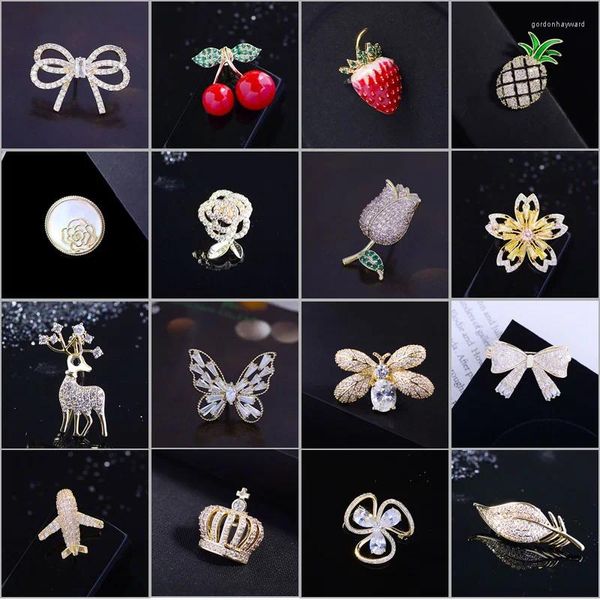 Broschen Frühling süße kleine Obsttiere für Frauen Anzug Hemdkragen Pins Accessoires Button Mode Schmuck Geschenke