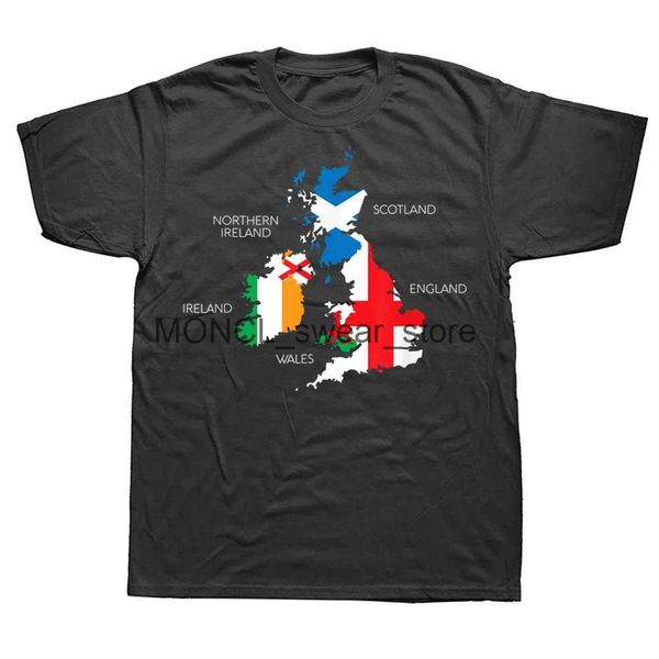 Männer T-Shirts Britisch Irland Schottland Wales England Karte T-Shirts Grafik Baumwolle Strtwear Kurzes Slve Geburtstagsgeschenke Sommer T-Shirt Männer H240506