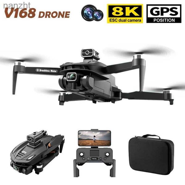 Drones v168 Pro Drone G Professional 8K с высокой четкой FPV Camera 5G Wi-Fi Бесщетающий двигатель складывание RC Four Helicopter Opsust.