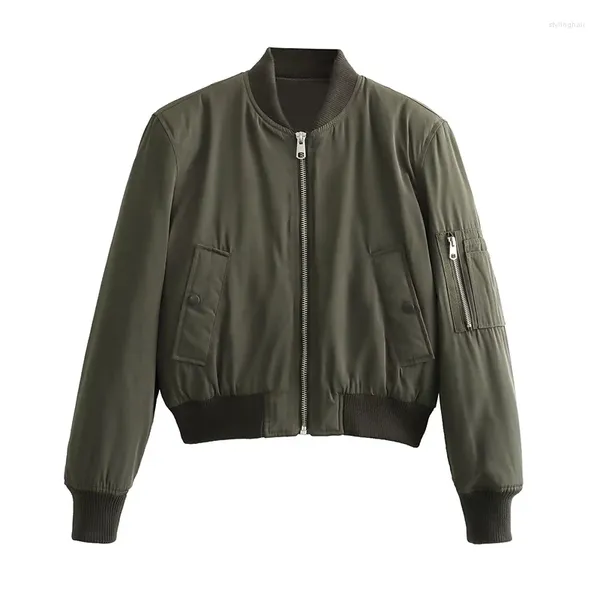 Jackets femininos Yenkye Winter Women Exército Casa verde Casca Bomber