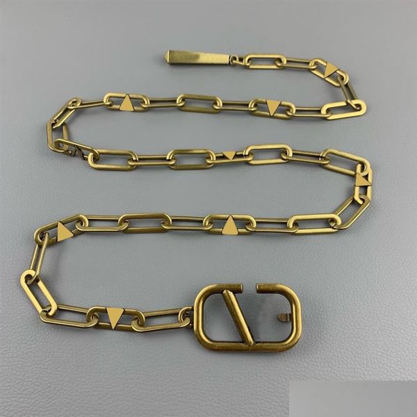 Belts Designers Designer Chains Fashion Luxury Designer Link Belt for Women Letter V Buckle Waist Chain Vintage Gold Welband Bronz31 DH 3092