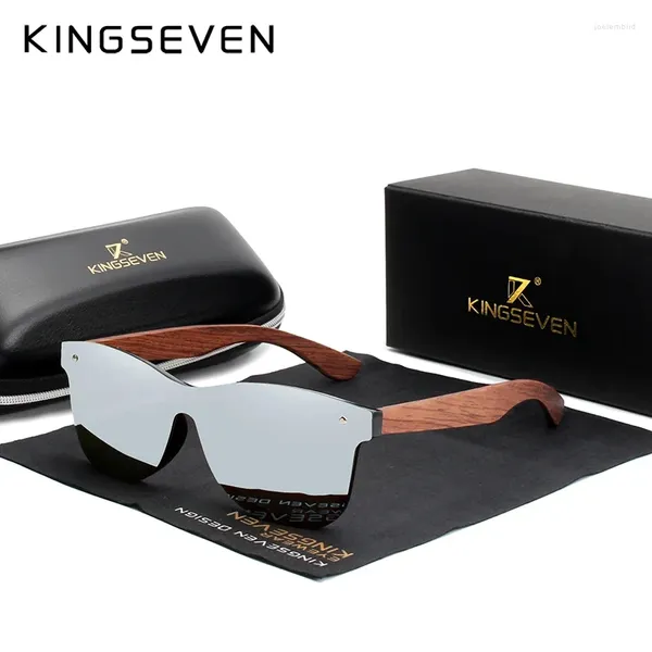 Солнцезащитные очки Kingseven Natural Wooden для мужчин Поляризованные UV400 Высококачественные очки моды защита глаз HD зеркало