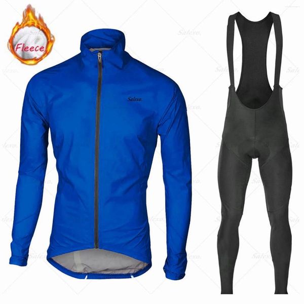 Set da corsa 2024 Ciclismo inverno uomini Termici a maniche lunghe Set Bib Abbigliamento per pantaloni per bici mtb indossare cuscinetti caldi ropa ropa ciclismo hombre