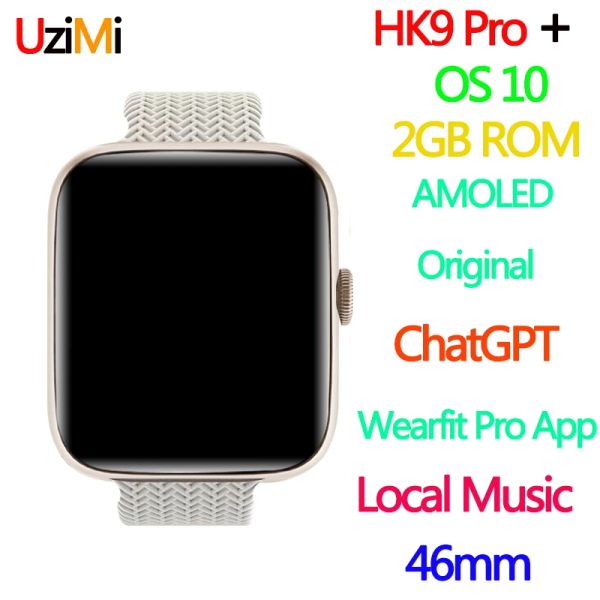 Orologi AMOLED HK9 PRO Plus 2 GB Musica locale Chatgpt smart orologio da 45 mm di ricarica wireless Bluetooth Call Men NFC Women Smartwatch 2023