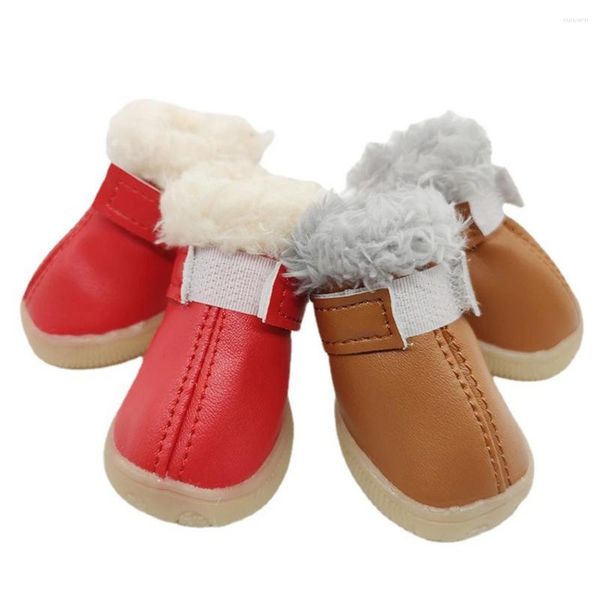 Abbigliamento per cani 4 pezzi/scarpe da set spessa neve pet chihuahua Yorkie riscaldante peluche inverno animali da cucciolo gatti caldi stivali