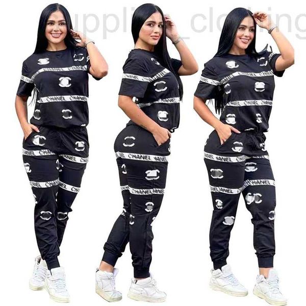 Designer de calças de duas peças feminina feminino Black Sportswear Designer casual Camiseta curta de manga curta e define jogging Summer roupas de verão HJ7O