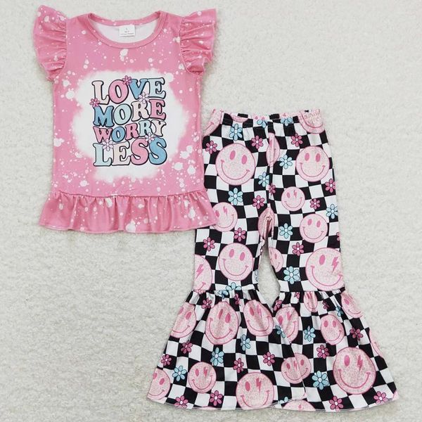 Conjuntos de roupas para meninas roupas de meninas adoram mais preocupação menos boutique Kids Bell Bottom Fort Fashion Fashion Girl Conjunto