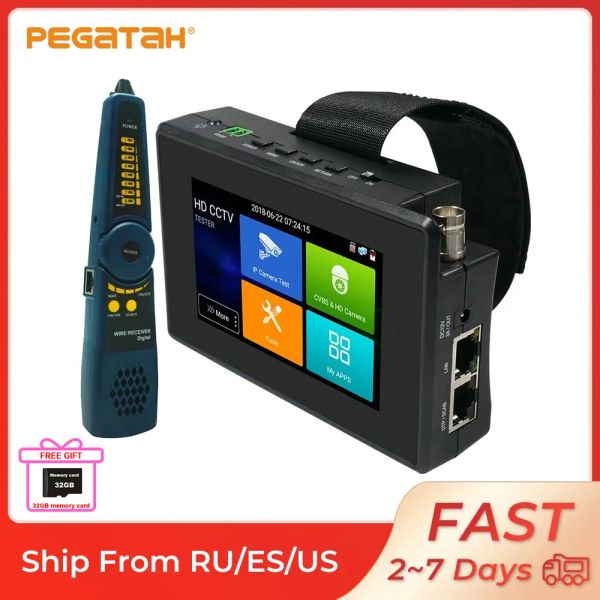 Sistema PEGATAH 4 polegadas TOTE TOTE TOTO DE CCTV TESTENTE PARA TESTE DE CAMANA IP H.265 Testador IPC com saída POE para testador de câmera CCTV