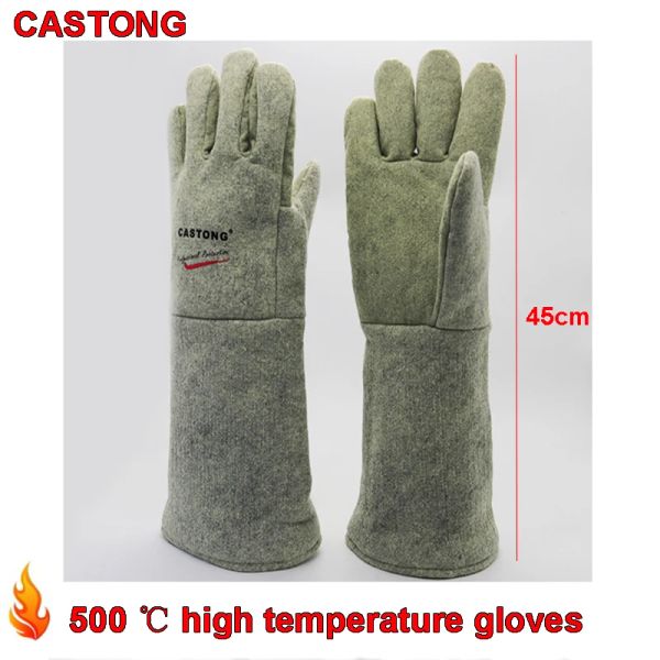 Перчатки кастонг на 500 градусов высокой температуры перчатки 45 см высокой температуры Огненные перчатки для выпечки противоисцина