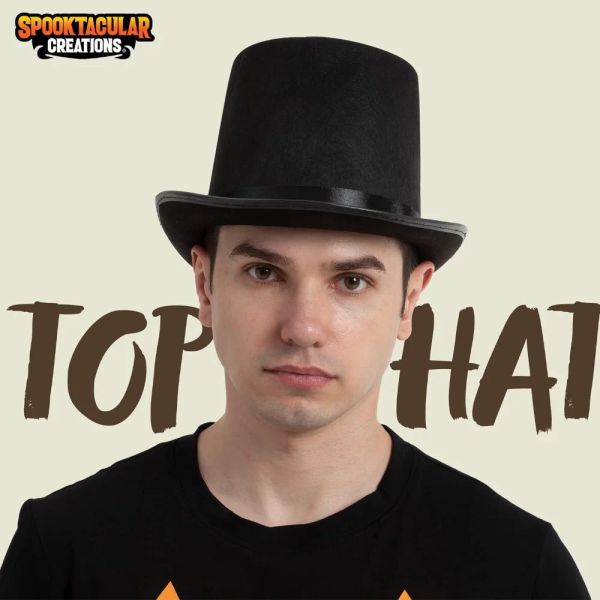 Blazer Black Top Hat для взрослых чернокожих маг Батлер Формальный костюм Top Hat Prop Dress Up Cospume Cosplay Themed Party Holiday