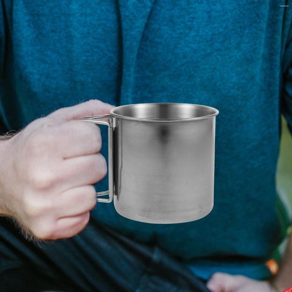 Copos de vinho caneca de café expresso xícaras de água portátilas portáteis de metal de camping de camping multifuncional com alça dobrável viagens