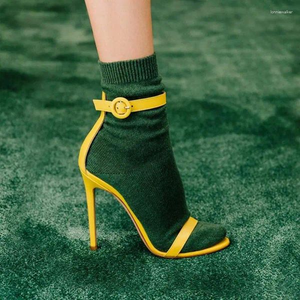 Elbise ayakkabıları kadın kadınlar yeşil timsah desen seksi açık ayak ayak ayak ayak ayak ayak bileği kayış stiletto topuk sandalet sarı yılan siyah boyut 41 42 43 44 45 (12 13)