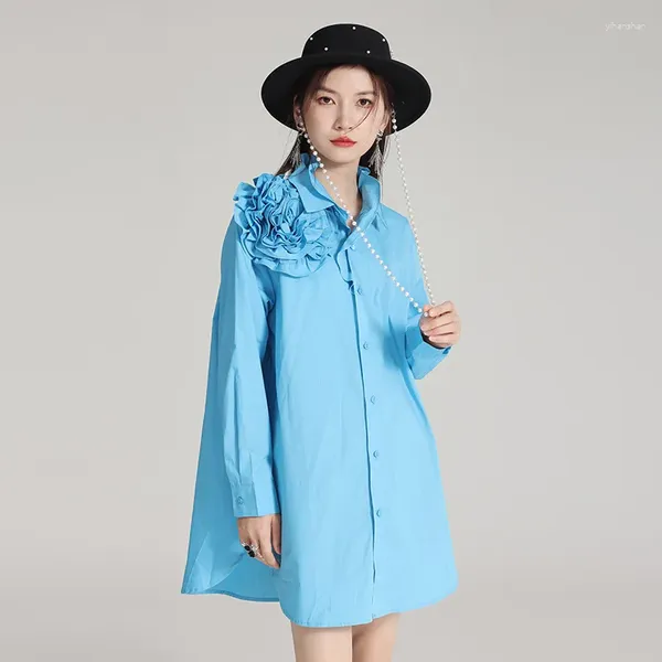 Женские блузки Zhongchuang Rizhen Designer's 3D цветочный рубашка с длинными рукавами для женщин Универсальный легкий роскошный высококлассный уникальный топ