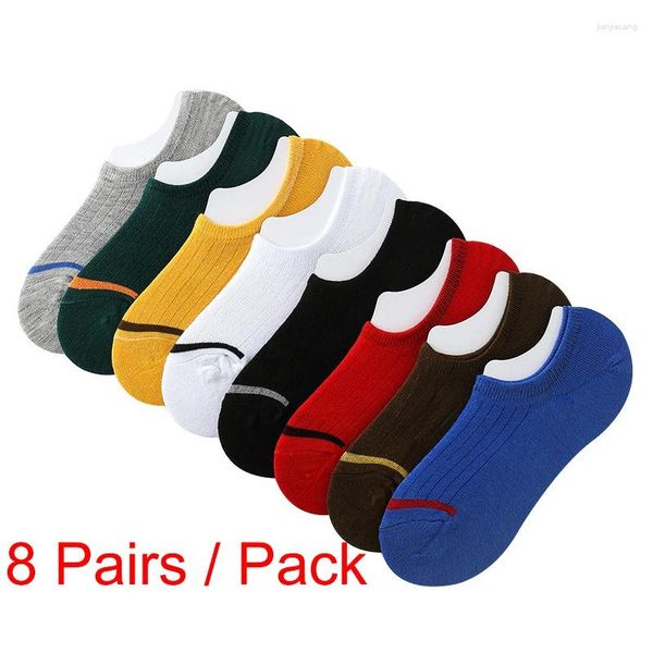 Frauen Socken 8 Paare unsichtbare Sockenschuppen Mode Männer Solid Color Zeh Striped Non Slip Silicon Kurzer Knöchel ohne Ausstellungsboot