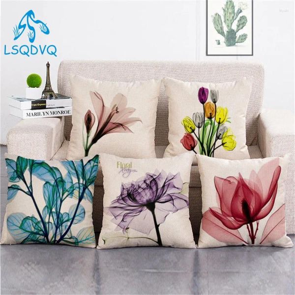 Подушка декоративные подушки для броска красочные цветы растения полиэфирная крышка для дивана домашняя гостиная украшение
