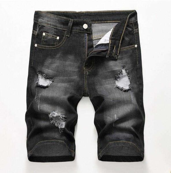 Herren Jeans Männer Slim zerrissen Denim Shorts Jeans Designer Destgiert gebleichte Stylistlöcher Retro Short Hosen große Größe 42 Hosen JB3