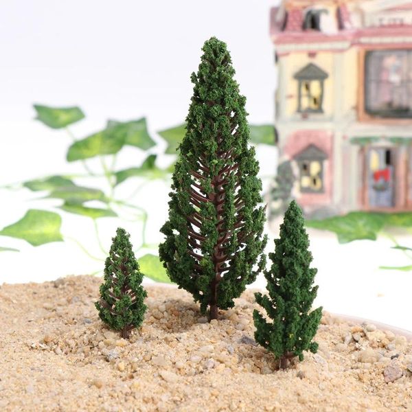 Flores decorativas 8 PCs Plantas artificiais Modelo Trees Mini Pine Wood Layout Cenário Miniatura