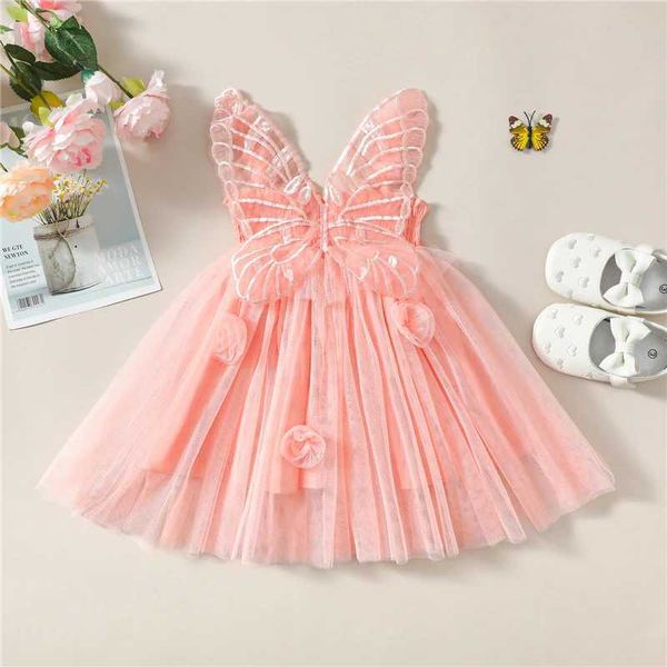 Abiti da ragazza per bambini abiti principessa abito principessa baby farfly ali costume per bambini abiti senza maniche estate.