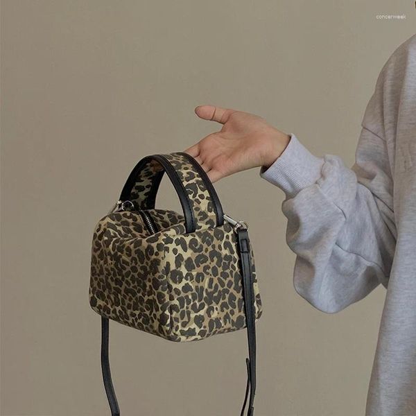 Sacca il leopardo vintage motivi per le piccole spalle da donna borse di moda design di moda da donna tela borse borsetta