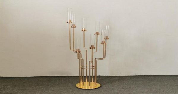 Metal Candelabra Candle Holders Акриловая свадебное стол центральное количество цветочных подсвечников Candelabrum для домашнего декора5947704