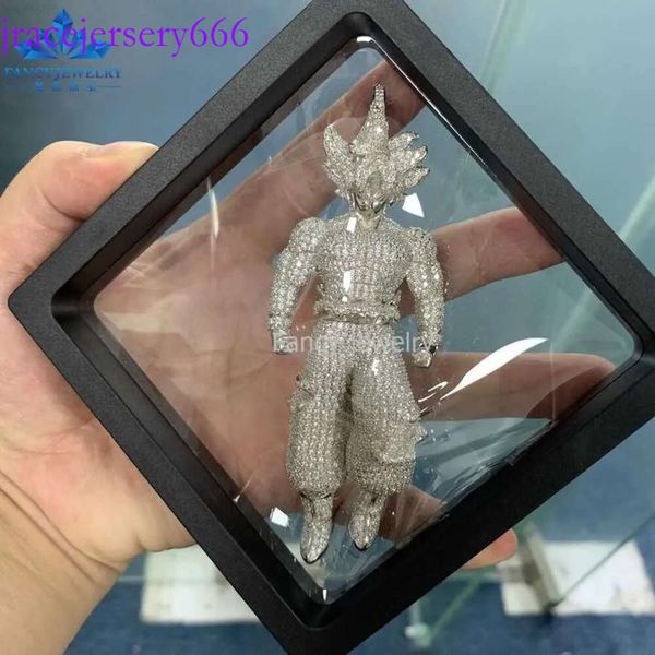 Высококачественные ювелирные из ювелирных изделий Bling Hiphop Custom Sterling Sier Micro Pave Vvs Diamond Iced Out Goku 3d Moissanite Pendant