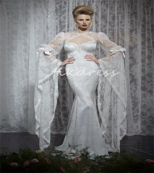 Vestidos de noiva de sereia fulllace deslumbrante 2024 DUBAI SONHOS DE MANAGEM LONGA LONGA DUBAI Vestido de noiva Boho