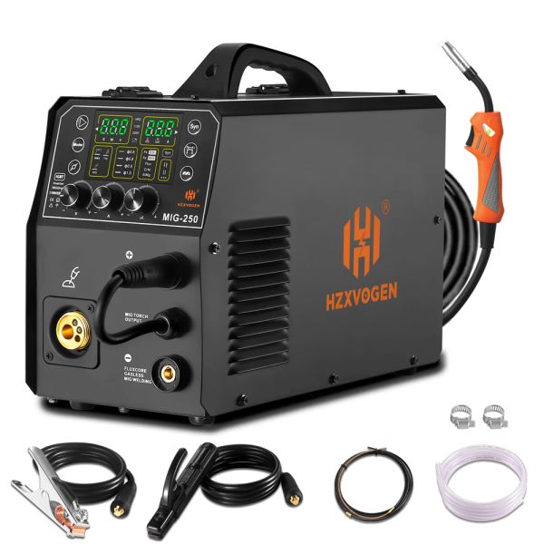 Attrezzatura HZXVOGO 4 IN1 Welder in alluminio 200A 110 V/220 V Digital MIG/Lift Tig/Stick Saldatura Hine Non Noise Lift Tig Gasless Gasless Welder