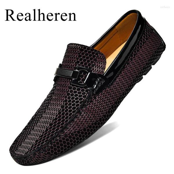 Sapatos casuais panos de luxo masculino de couro genuíno urbano mocassin homme masculino slip-ons loafer Driving Itália Designer