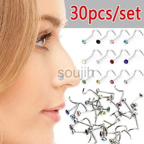 Body Arts Delysia King 30pcs/Set Women Punk Crystal Anti Allergy Nase Biege Titanium Stahlkörperpunktion Schmuck D240503