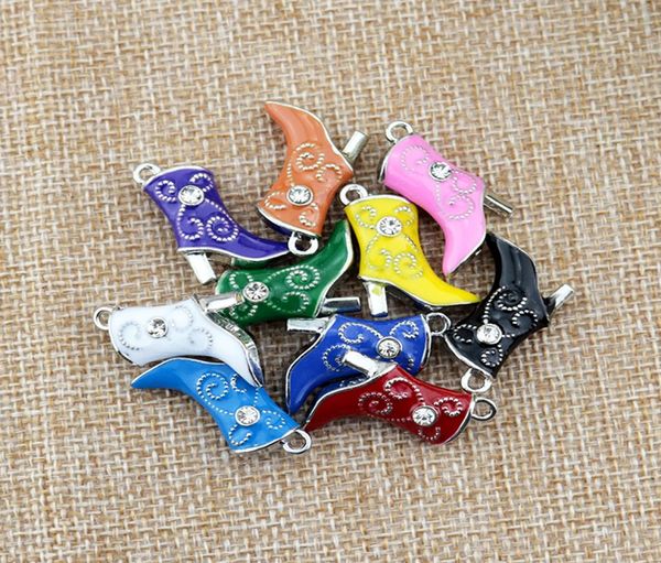 Alta de alta qualidade 50pcs 1620mm liga de zinco 10 coloridas Charms de metal Botas fofas Pingentes de pingentes de contas Diy