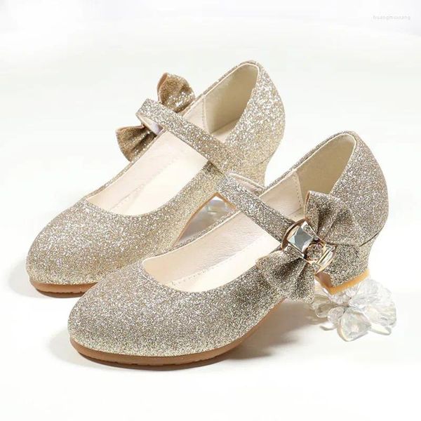 Танцевальная обувь 2024 Девочки с кожаной детской латинской блестящей блестящей блеск