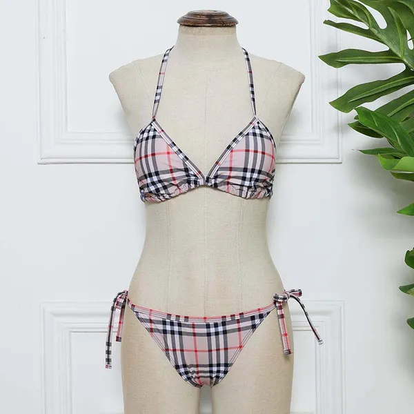 Designer Hot Sell Bikini Woman Sense Beach Swim Wear Summer Swim Suet Swim Clening Bur Modello Design Plaid Swimsuit di alta qualità Womens 2025