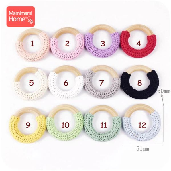 Bloklar 20pc 50mm bebek ahşap teether ring oyuncaklar tığ işi çıngırak diy kolye ahşap boş daireler bebek ısırık yüzüğü hemşire hediye çocuk eşyaları