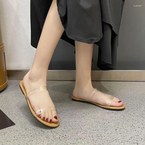 Sandálias 2024 Sapateiros de geléia feminina Princesa simples Princesa Casual Mulheres de cor sólida Ladies Flatslippers