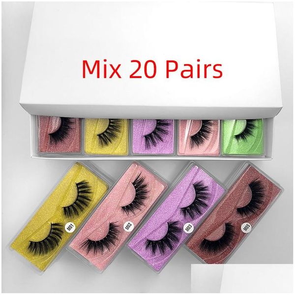 Falsche Wimpern 3D Nerze Wimpern natürliche lange Set Faux Cils Bk Make -up Verschiedene 20 Stile Drop Delivery Health Beauty Eyes Dhgxb