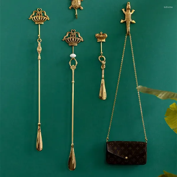 Декоративные фигурки крючком без ногтя для нагрузки для стенных латунных элементов животных винтажные золотые декора домашние продукты