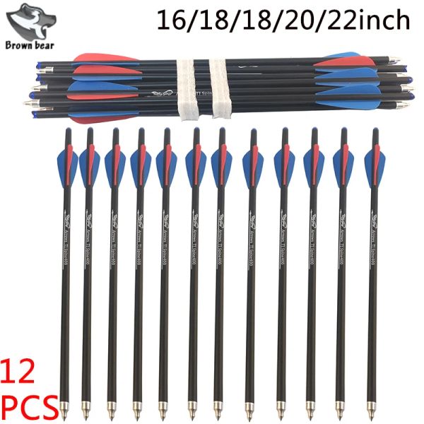 Öl 12pcs Bogenschießen 16/17/18/20/22inch gemischte Kohlenstoffpfeile 3 -Zoll -TPU -Pfeil Feder Austauschbares Pfeilspitzen für die Jagdarmbrustschraube