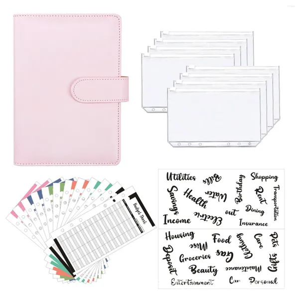 Office Notebook Binder Bargeldumschlag 6 Ring Geldsparen Organisator Geschenkbudget Planer PU Leder Kosten Taschen Label Tagebuch