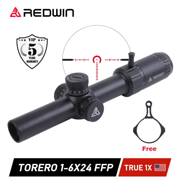 Optics Red Win Vero 1x 30mm 1/2 MOA Torrert Zero Lock 6 Livello Red Il reticolo a ferro di cavallo AR15 M4 Toreero HD 16x24 FFP Ambito