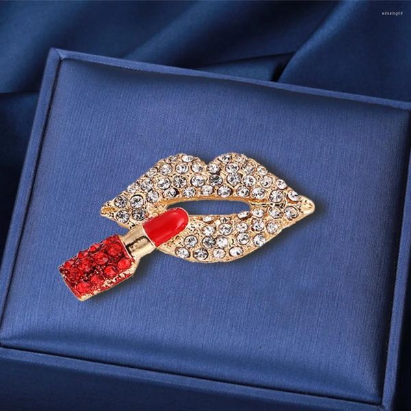 Broschen Lippenstift Pin personalisierte Kleidung Metall Brosche Strass Dekorative Stifte für Anzug Hut