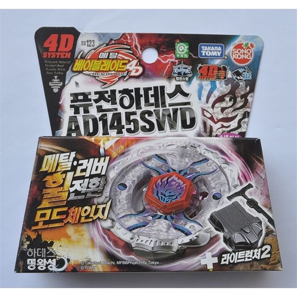 Tomy Beyblade Metal Battle Fusion Top BB123 BLEND Morte AD145SWD 4D com Light Launcher 240416