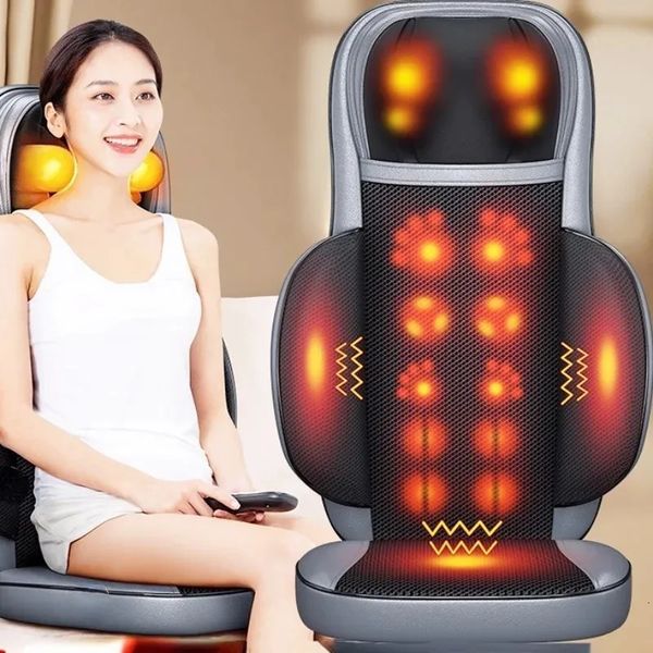 Mossa elétrica de massagem integral montada no veículo Cadeira de almofada de almofada de cadeira de assento de calor Shiatsu Adolução de vibração de vibração traseira para casa 240426