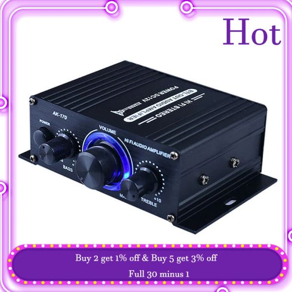 Verstärker 400W DC12V Dual Channel Mini HiFi Aux Power Amplifier für AK 170 mit Blue LED LED Light Car Home Club Party Musik