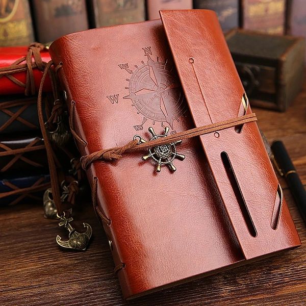 Diario di scrittura Spiral Notebook Diary Notepad Vintage Nautical Pirate Anchors PU Leather Retro Pendants Note Book Sketchbook 240428